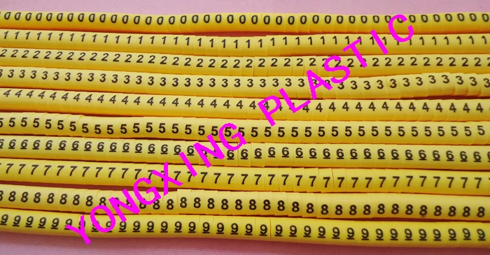 

100pcs/box EC-1 2.5mm2 different number 01234567 cable marker yellow color