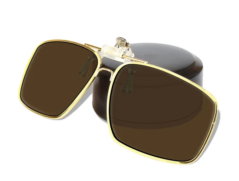 Solid Brown Поляризационные мужские солнцезащитные очки с клипсой для ночного видения, желтые поляризационные солнцезащитные очки для вождения - Цвет линз: Solid Brown