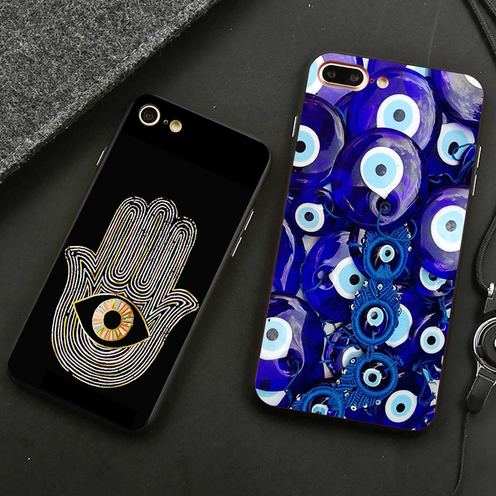 Чехол для телефона от сглаза черный мягкий чехол Iphone 12 Pro Mini 11Pro Max Se2 6s 7 8 plus 5 X XS XR