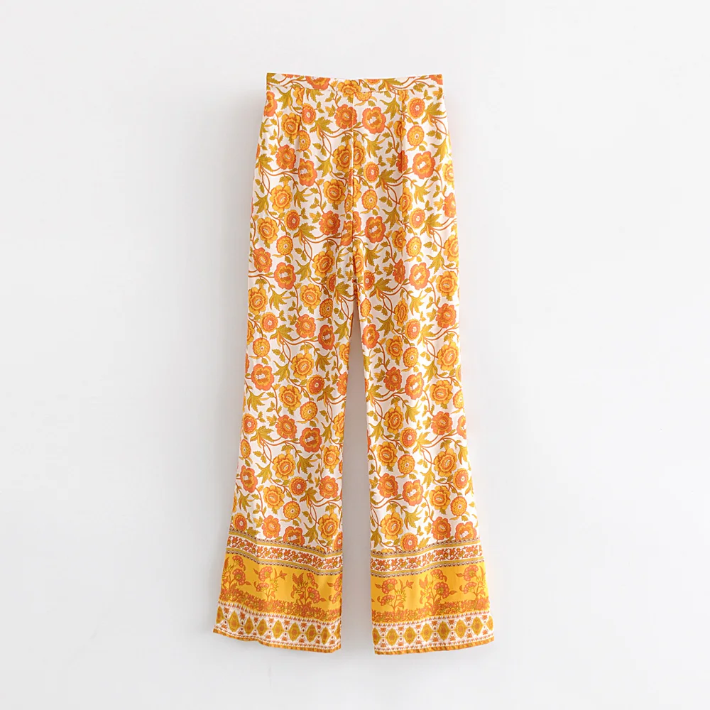 Jastie женские брюки Boho chic с цветочным принтом, брюки-клеш, тонкие длинные брюки с высокой талией, Летние повседневные пляжные брюки