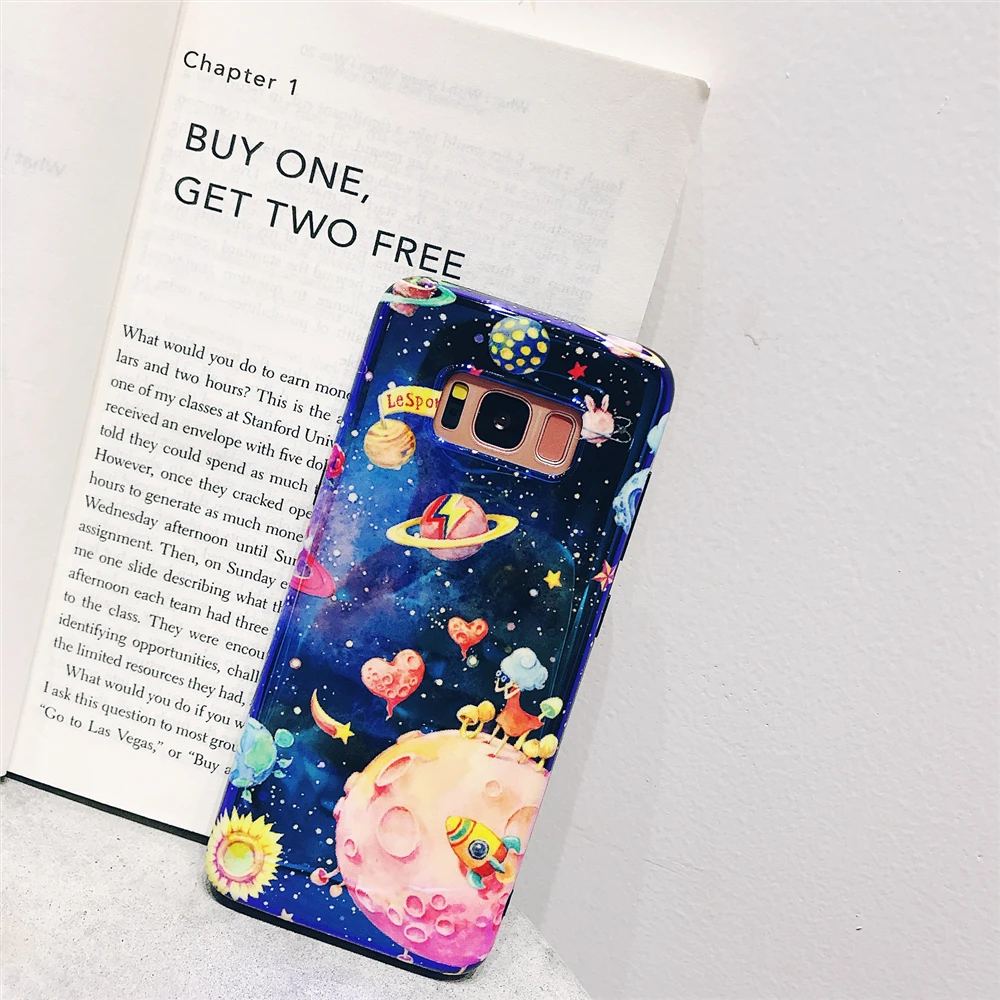 Чехлы для samsung Galaxy S8 S9 плюс планет Star девушка любовь Blue Ray чехол телефона Note8 Мягкие