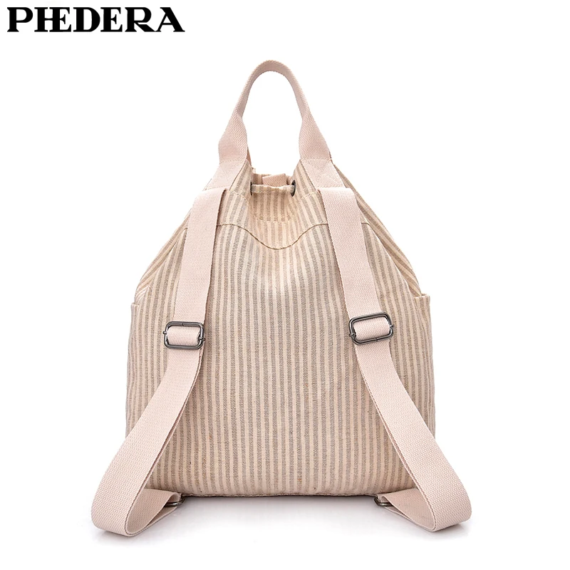 PHEDERA Новый многоцелевой женский рюкзак Оксфорд Модный Полосатый на плечо бежевый