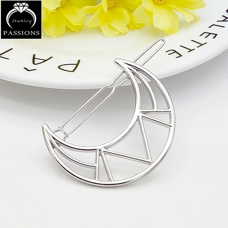 Silver-14 Горячая Распродажа модные золотые серебряные металлические круглые треугольные геометрические заколки для волос заколки шпильки для женщин декоративное украшение для волос ювелирные изделия - Окраска металла: Silver-14