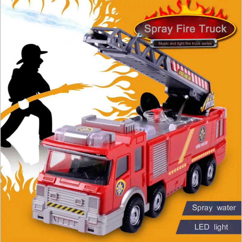 YunNasi 1pcs LED light Spray Fire Truck Water Simulation Vehicle Model Music Toys For Children Flashing Kids Classic Gifts | Игрушки и