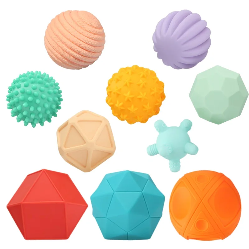 textured ball 10pcs Beiens 6-10Pcs каучук антистресс шары, младенец дотрагиваться шар обучение и тренировка, шары игрушки для мальчиков девочка - Цвет: textured ball 10pcs