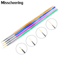 4pcsset gradient colorful nail art brush for liner painting drawing carving pen professional uv gel brushes manicure tools set