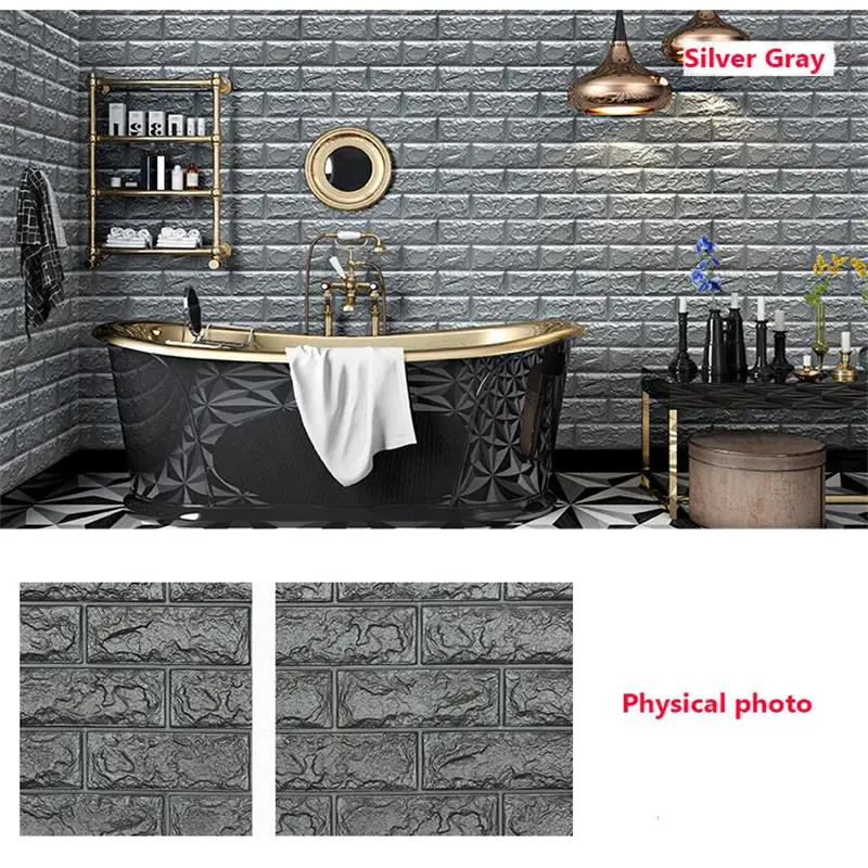 

70*77cm 3D PE Foam Stone Brick Panel Wall Stickers Home Decor Living Room Bedroom Kids Safty Art Mural Self Adhesive Wallpaper