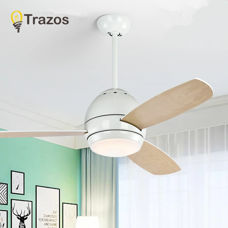 

TRAZOS 36 Inch LED Ceiling Fan With Remote For Living Room Ventilador De Teto Ceiling Fans lamp 3 Blades 220V Home Fixtures