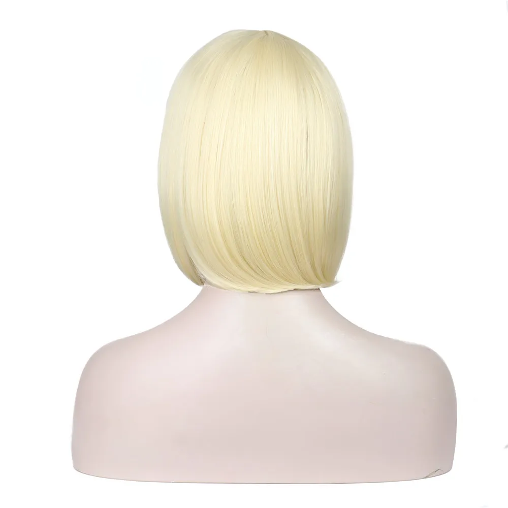 Blonde Парики из искусственных волос без шапочки-основы короткий прямые с плоской челкой парик из натуральных волос для косплея вечерние парики - Цвет: Blonde