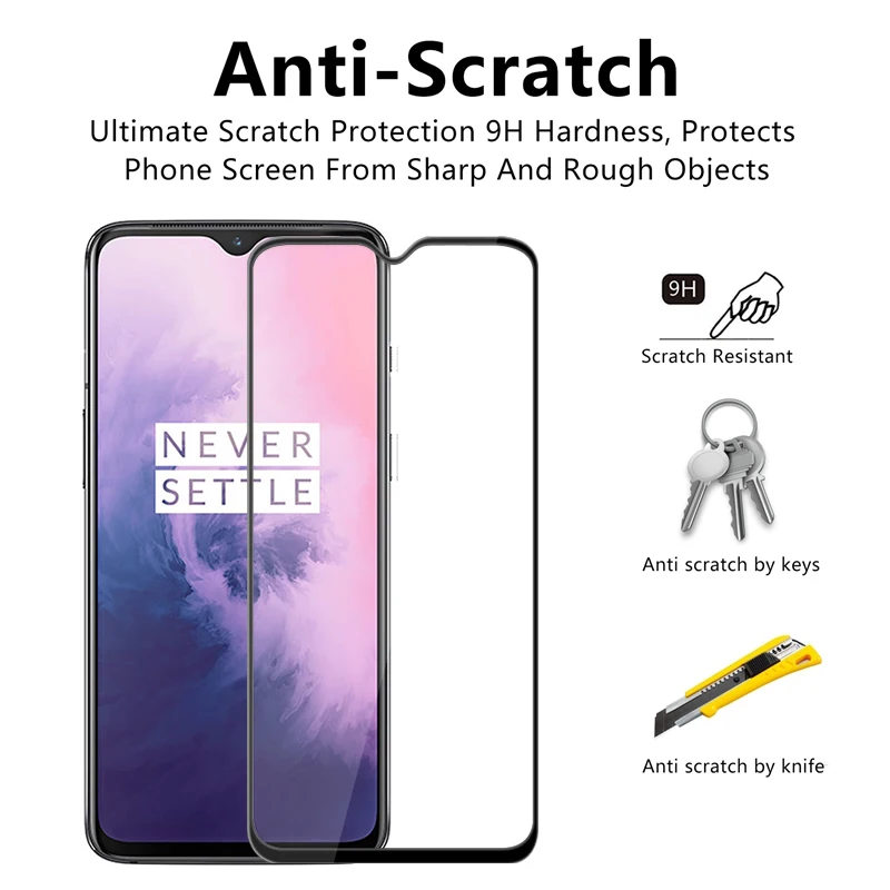 Закаленное стекло для экрана Oneplus 7 6t 6 5t 5 1 + One Plus полное покрытие Передняя пленка