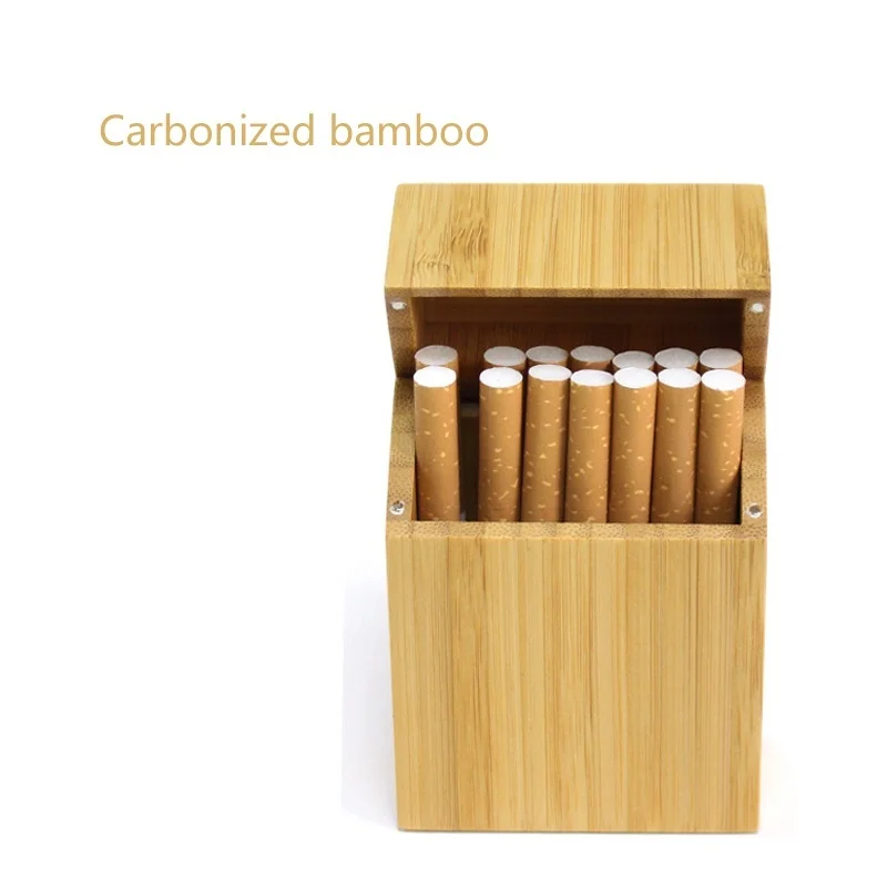 Bamboo Портсигар ручной работы розовое дерево вишневое дерево бамбук подсигар портсигар без краски или воска сигареты портсигар - Цвет: Bamboo