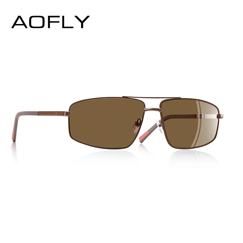 C3Brown AOFLY дизайнерские Брендовые мужские винтажные прямоугольные солнцезащитные очки, поляризационные UV400 линзы, аксессуары, мужские солнцезащитные очки для мужчин/женщин - Цвет линз: C3Brown