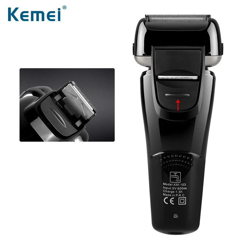 

Kemei 3D Floating Men Electric Shaver USB Quick Charge 3 Blades Washable Electric Razor LED Display Lamp Beard Shaver