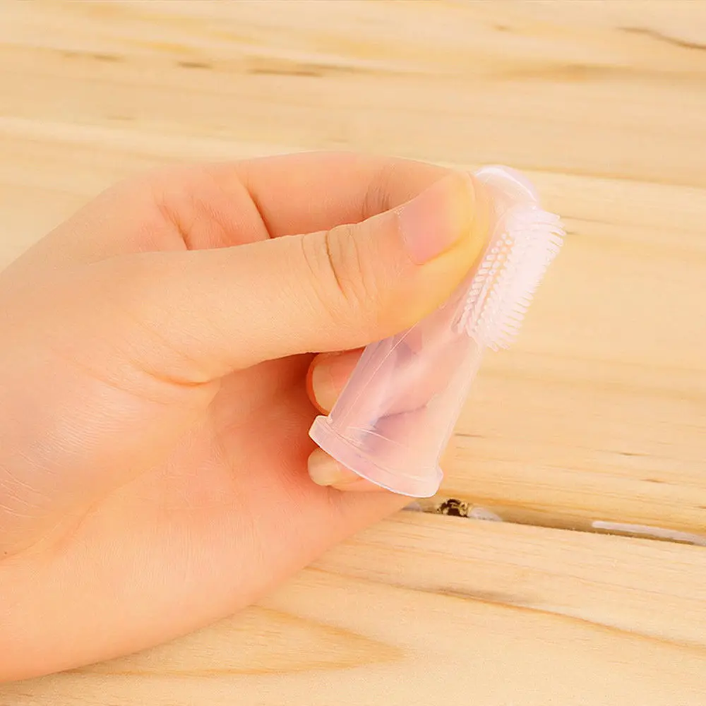 

Brand New Kids Baby Infant Soft Silicone Finger Toothbrush Teeth Rubber Massager Gum Brush For Children Clear Dental Care