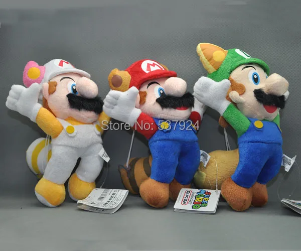 Новый Марио 3 шт. лисица Луиджи енот Tanooki Енот огненный Mario 8 &quot20 см Подвеска