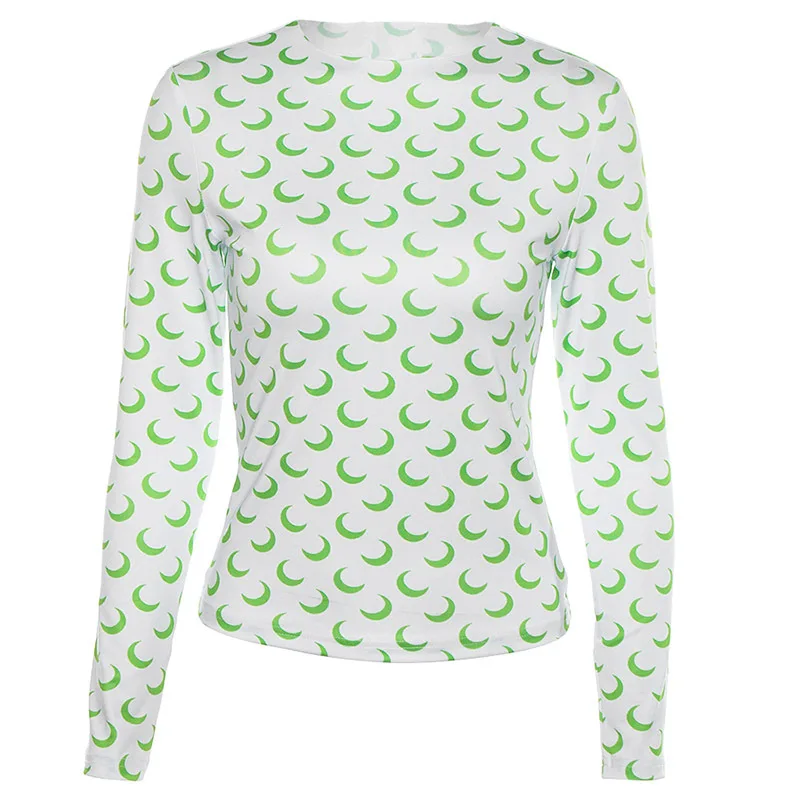 Новинка 2019 женская футболка с принтом Харадзюку длинные рукава приталенные топы