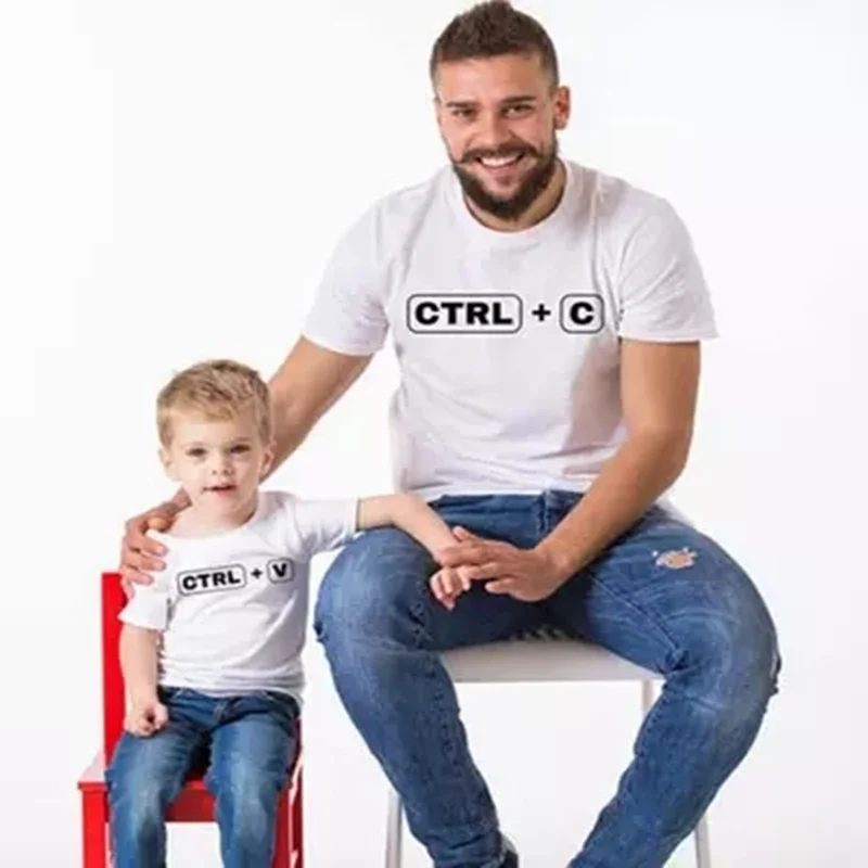 Футболка для папы и сына футболка Hoosier Daddy мамы Ctrl C V Одинаковая одежда ребенка