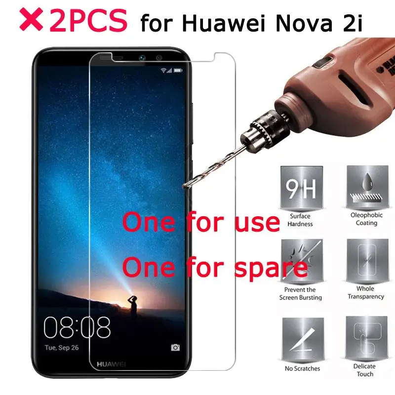 2 шт. закаленное стекло для Huawei Nova 2i защита экрана 9H 2.5D Защитная пленка [ |
