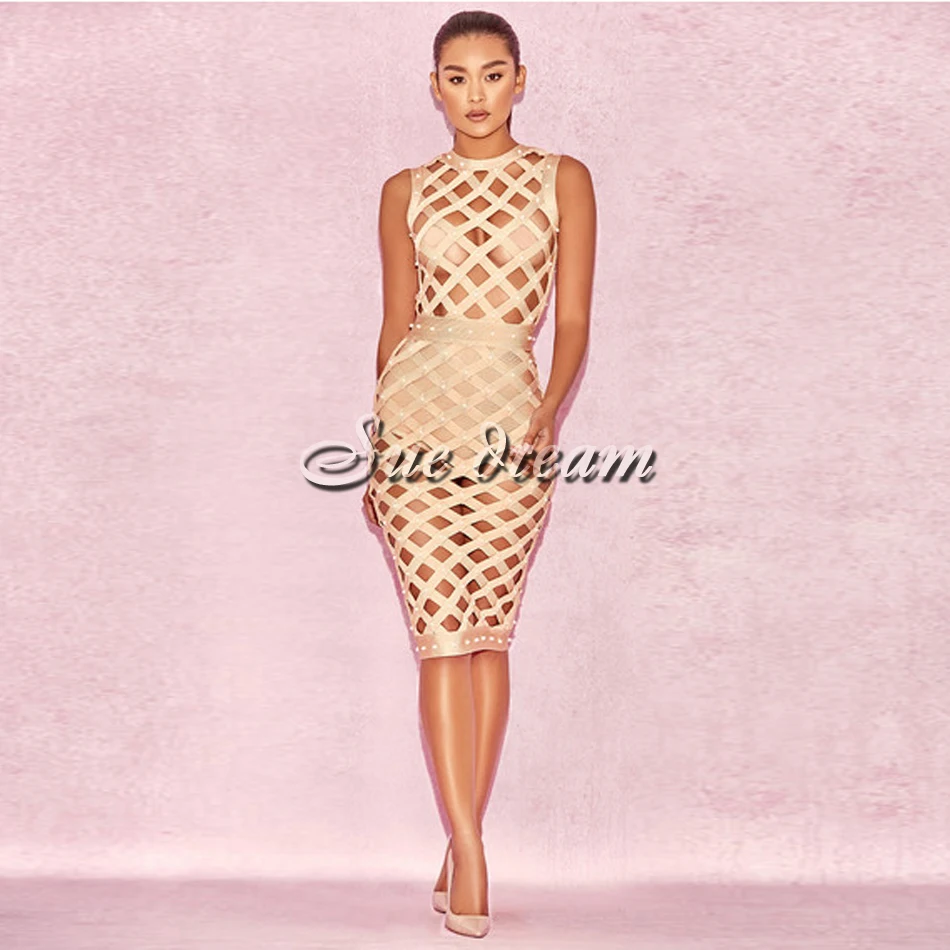 2017 летнее Новое Бандажное платье без рукавов с круглым вырезом сексуальное