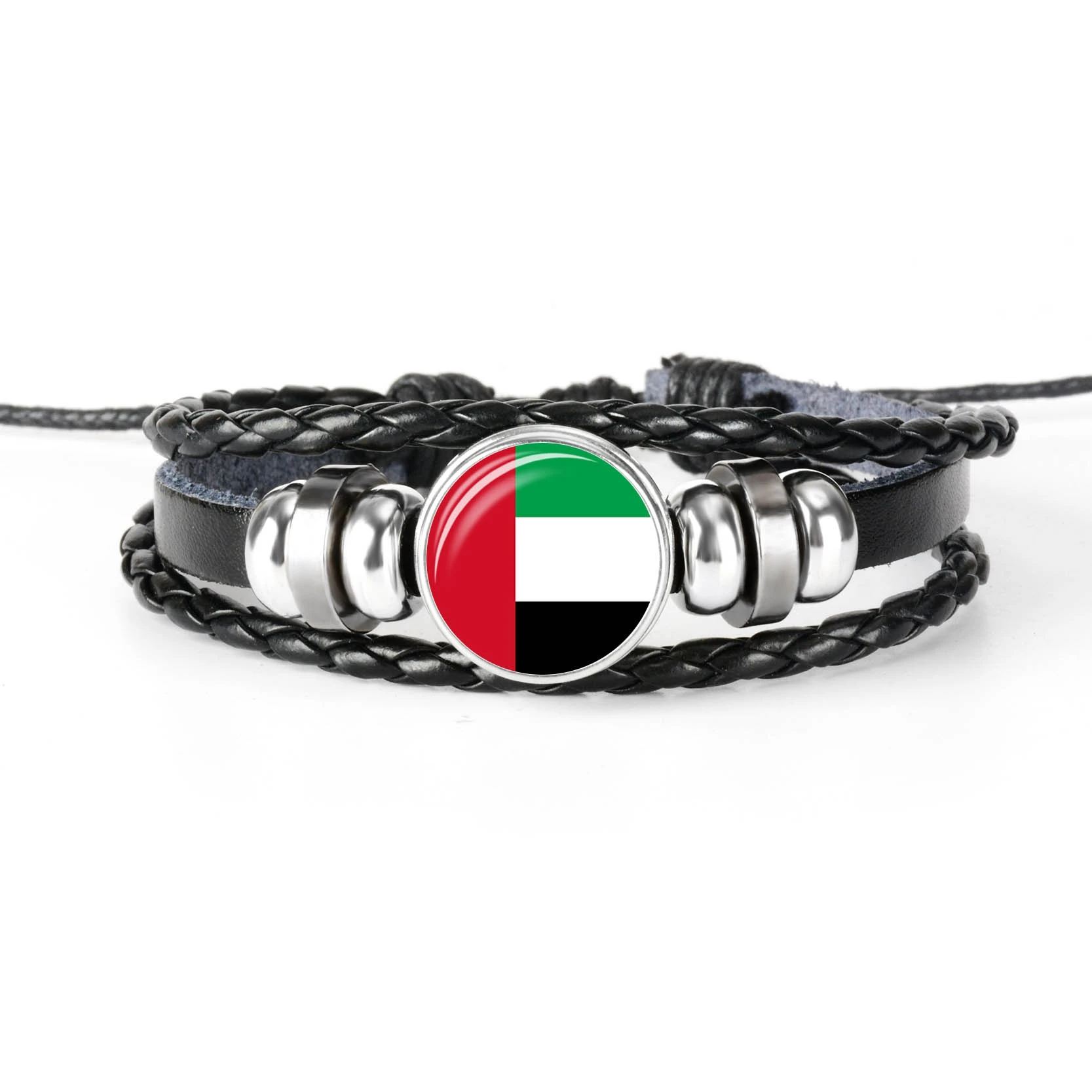 UNITED ARAB EMIRATES Модный браслет ручной работы с американским флагом, браслет для мужчин и женщин, стеклянный кабошон, кожаный браслет, ювелирный подарок - Окраска металла: UNITED ARAB EMIRATES
