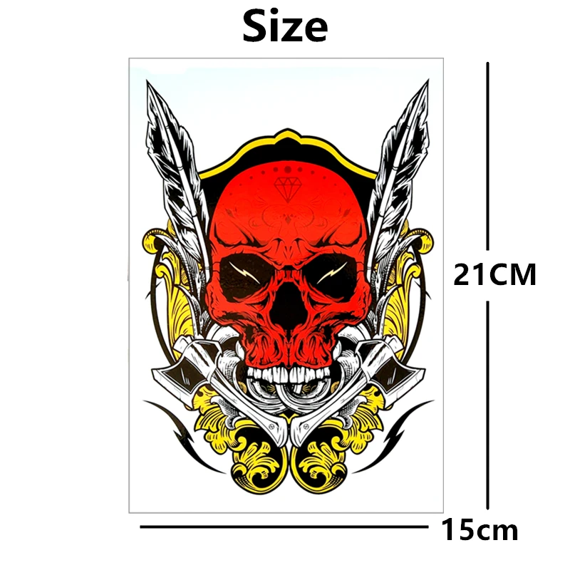 SHNAPIGN красный череп временная татуировка боди-арт вспышка наклейка s 12*20 см