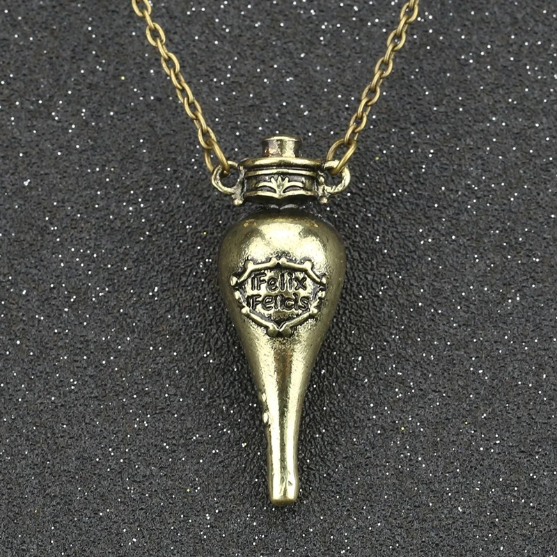 Felix Felicis, волшебное зелье, ожерелье, жидкость, бутылка удачи, Vingtage, ретро, античное серебро, бронза, кулон, фильм, ювелирные изделия