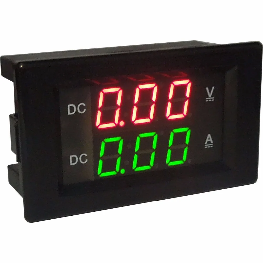 DC 300V 50A цифровой вольтметр Амперметр постоянного тока вольт ампер тестер Датчик с красным и зеленым светодиодный без шунта с задней крышкой 0,3" светодиодный