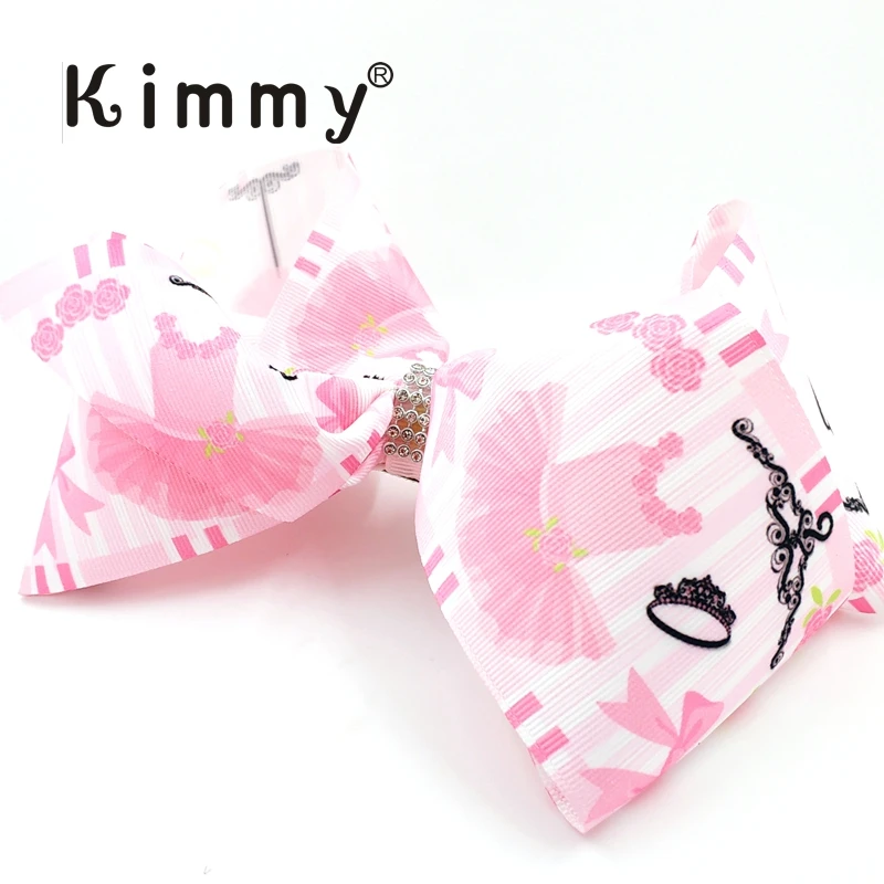 

Super Big Flamingo printed bow anti slip alligator hair clips Girls Ribbon Hair Bow Barrette