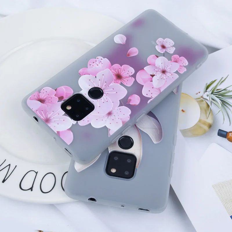 Милый цветочный чехол для huawei P10 Lite P20 Pro Коврики 20 матовый Силиконовый рисунком