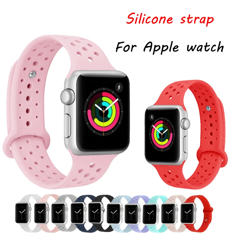 Спортивный силиконовый ремешок для часов Apple watch 42 мм 38 40/44 correas iwatch 4/3/4 2/1 браслет