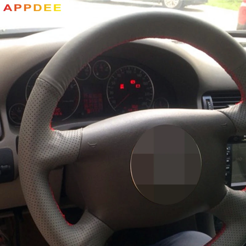 APPDEE черная кожаная мужская прошитая вручную чехол рулевого колеса автомобиля для Audi A6 2000-2004 Audi A3 2000-2003 A4 B6 2002