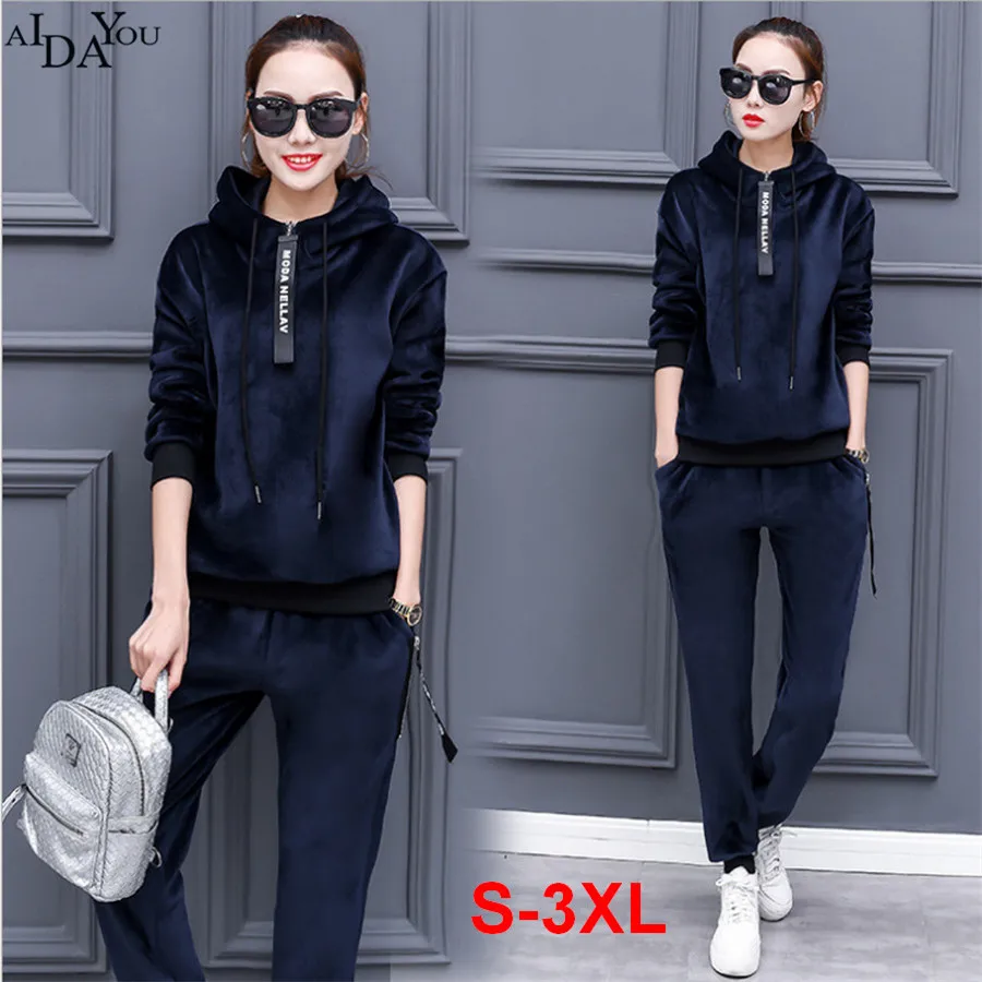 Комплект с толстовками для женщин зимние вельветовые флисовые плотные свитера