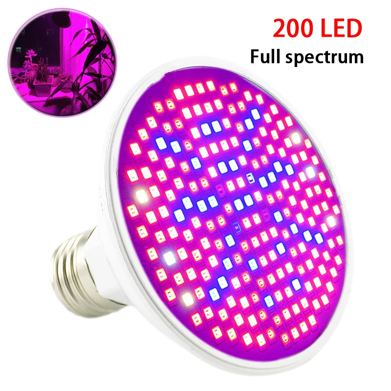 200Led Full spectrum 200 290 полный спектр светодиодный светильник для растений E27 лампа для гидропоники комнатных семян цветок теплица Выращивание овощей в помещении - Испускаемый цвет: 200Led Full spectrum