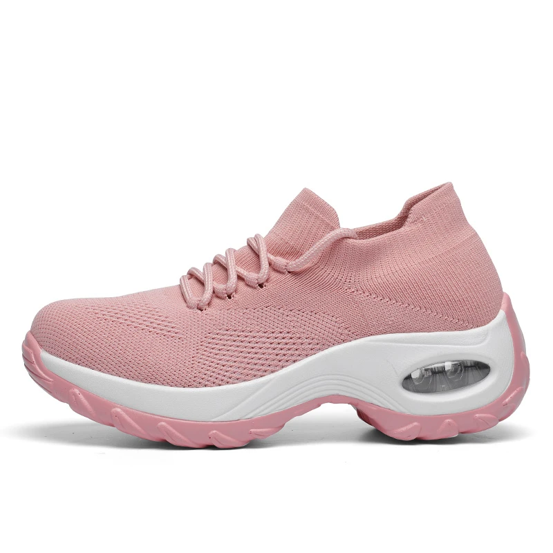 Лидер продаж tenis feminino осень Для женщин теннисные туфли новые дышащие туфли на плоской платформе кроссовки тренажерный зал на свежем воздухе спортивные одноцветные носки обувь - Цвет: pink light sneakers