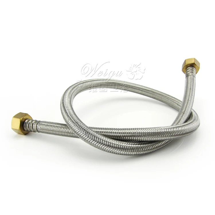 

Wei solid bathroom double copper head stainless steel wire braided hose toilet water heater faucet hose connected