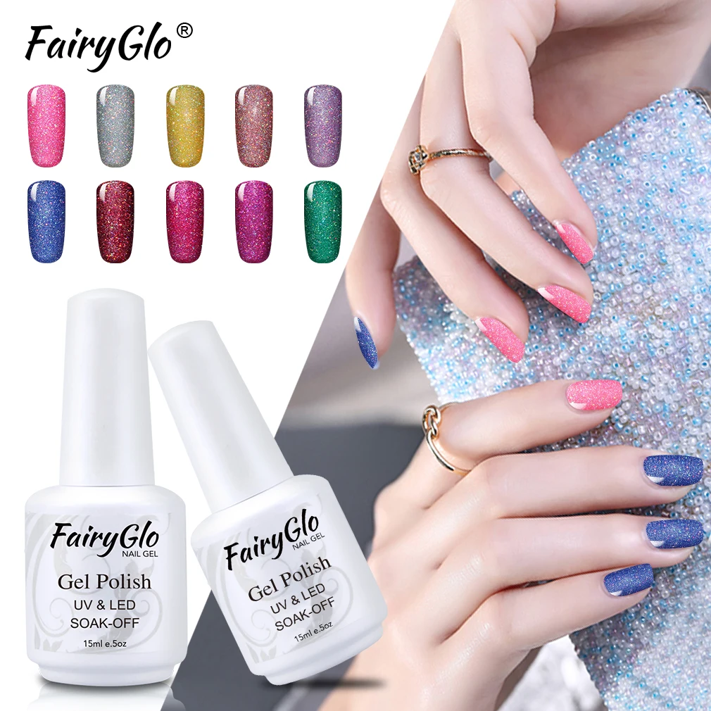 Блестящий лак для ногтей УФ и светодиодной лампы 15 мл с эффектом стемпинга