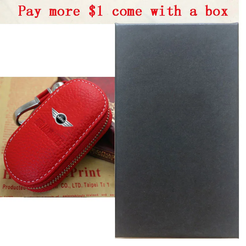 Red with box KUNBABY натуральная кожа сумка для ключей автомобиля чехол кошельки Модные Женские ключницы держатели Carteira для Mini Cooper - Название цвета: Red with box