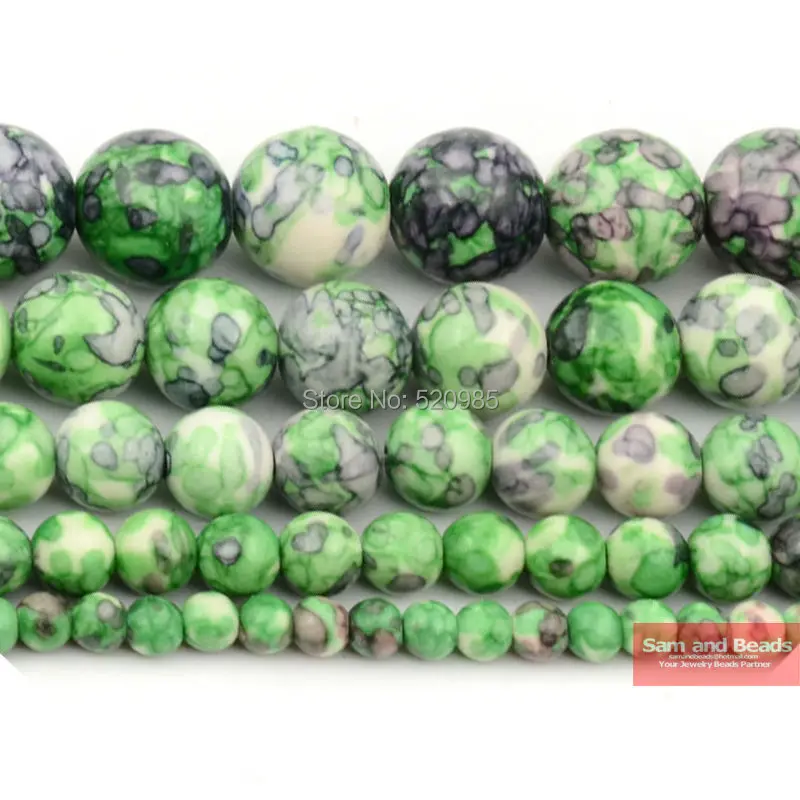 Бесплатная доставка круглые бусины с зелеными радужными точками свободные для