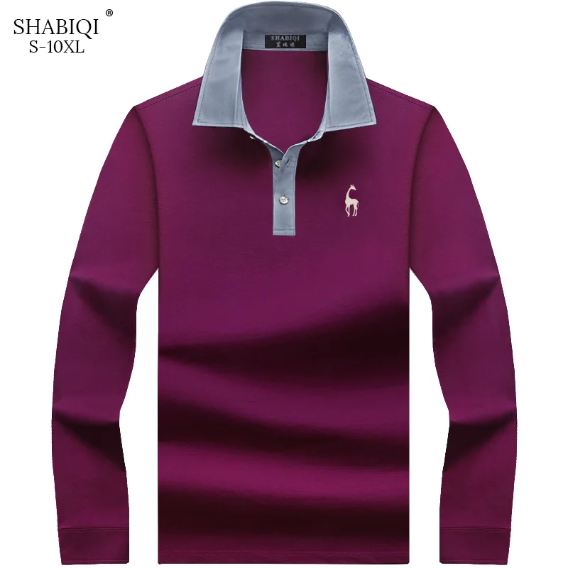 Мужская рубашка-поло SHABIQI Однотонная с длинным рукавом Camisa повседневная