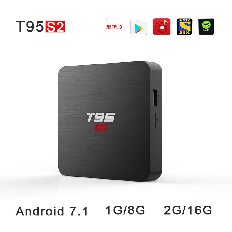 ТВ-приставка T95 S2 Android 7 1 OS Smart TV BOX 2 Гб 16 четырехъядерный процессор Amlogic S905W 4 ггц WiFi 4K