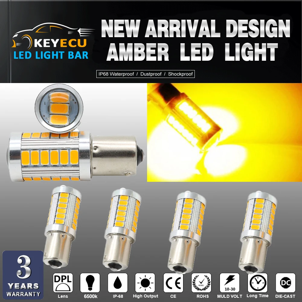 

KEYECU 4 шт. янтарные 1156/BA15S 5630 SMD 33 светодиодсветодиодный 900 люмен 3,6 Вт светильник почки 12 В общего назначения для заднего/стоп/обрасветильник х...