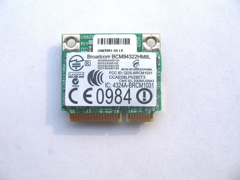 Broadcom BCM4322 BCM94322HM8L двухдиапазонный 802.11a/g/n 300 Мбит/с беспроводной Wi Fi Wlan Mini PCI E