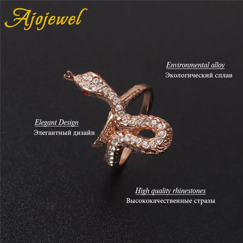Ajojewel крутые Красные кристаллы стразы чистое CZ большое кольцо с змейкой ювелирные