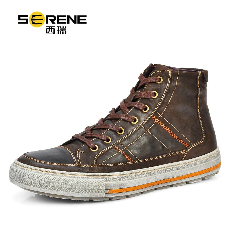 Мужские туфли на плоской подошве из 100% натуральной кожи модная Винтажная обувь