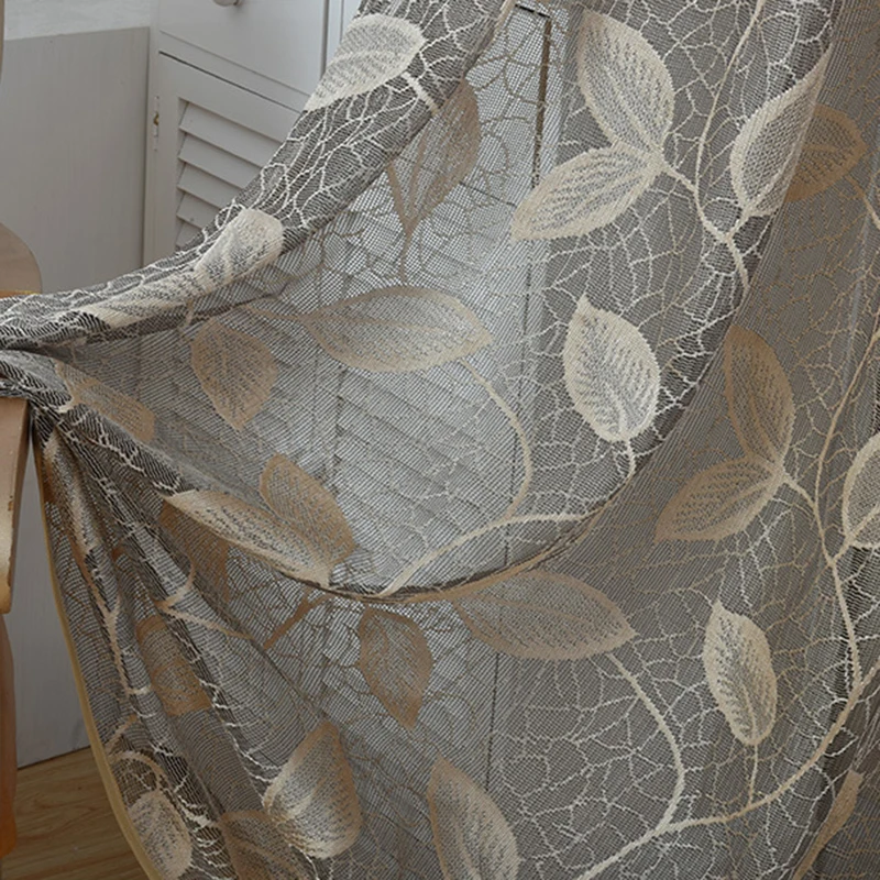 Модные Тканые шторы красивые деревенские тюлевые с листьями для спальни