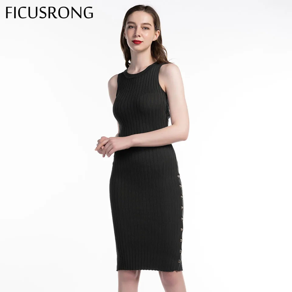 Сексуальное трикотажное платье на бретелях без рукавов женское облегающее