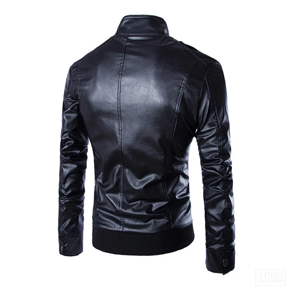 Herobiker Ретро Классическая мотоциклетная кожаная мужская куртка со стоячим воротником, тонкая Байкерская ветрозащитная байкерская куртка из искусственной кожи, байкерская куртка, пальто, размер M-XXXL