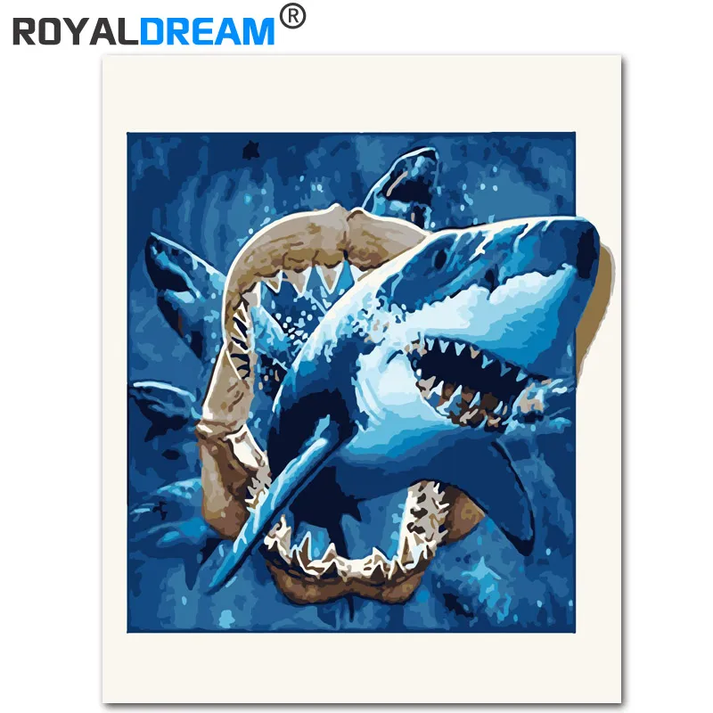 ROYALDREAM Акула Животные DIY Набор для рисования по номерам окраска современные
