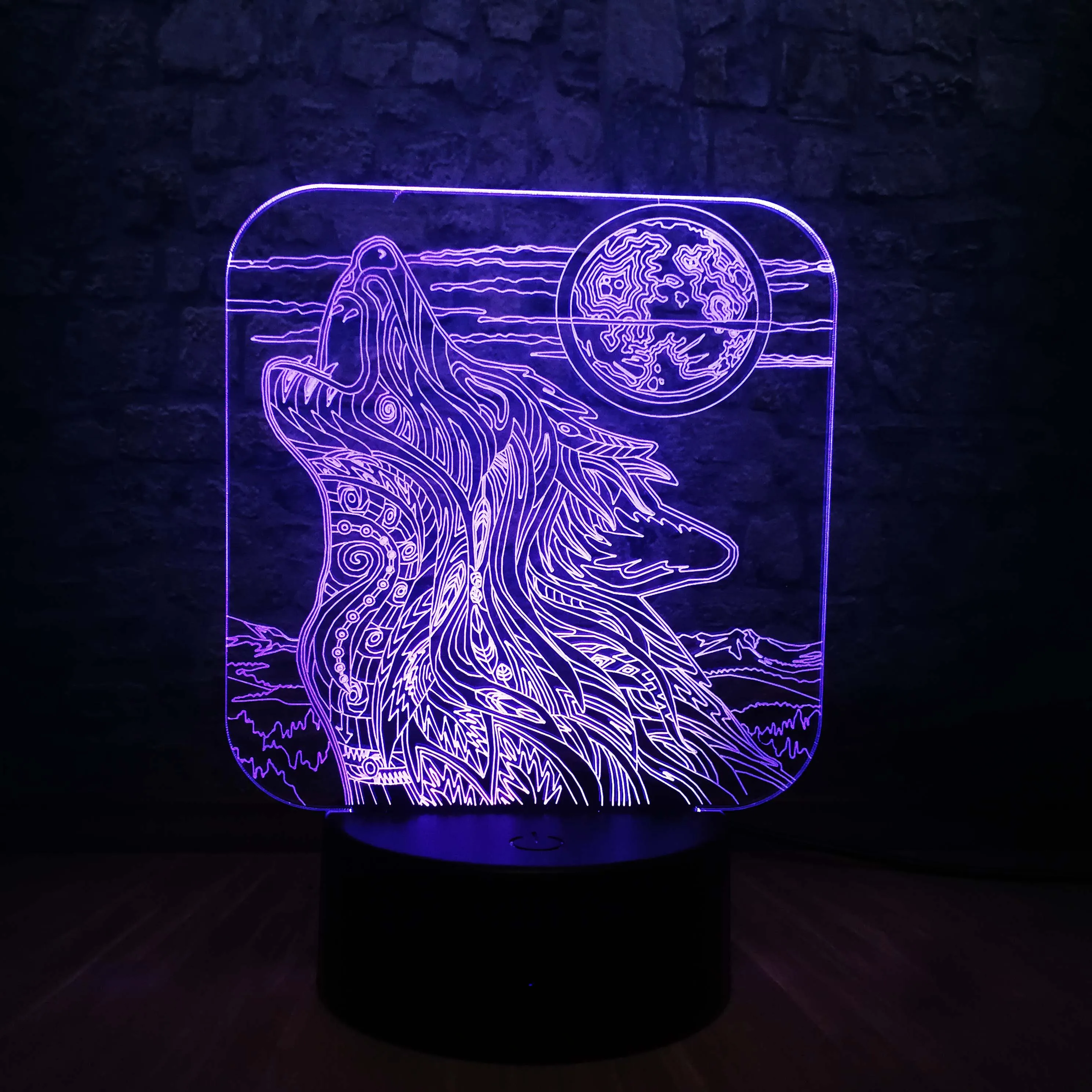 Новый полнолуний ночник Howl Wolf 3D лампа светодиодный USB Сенсорный Настольный