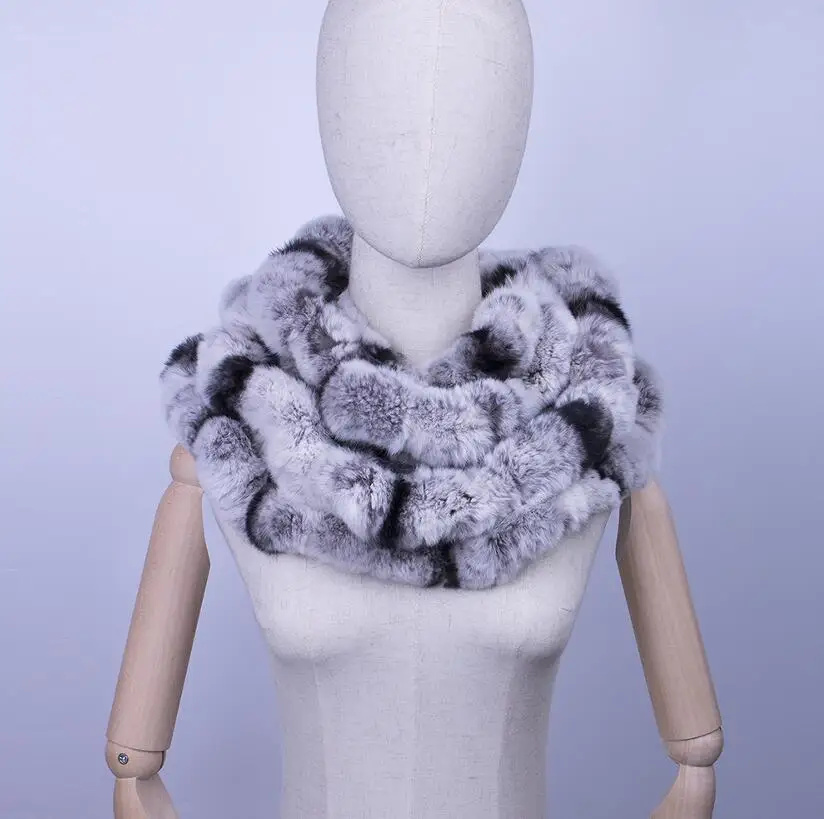 GREY YCFUR кольцо шарф женский мех кролика рекс длинные шарфы шали для женщин Зимний Теплый круглый шарф обертывание женский - Цвет: GREY